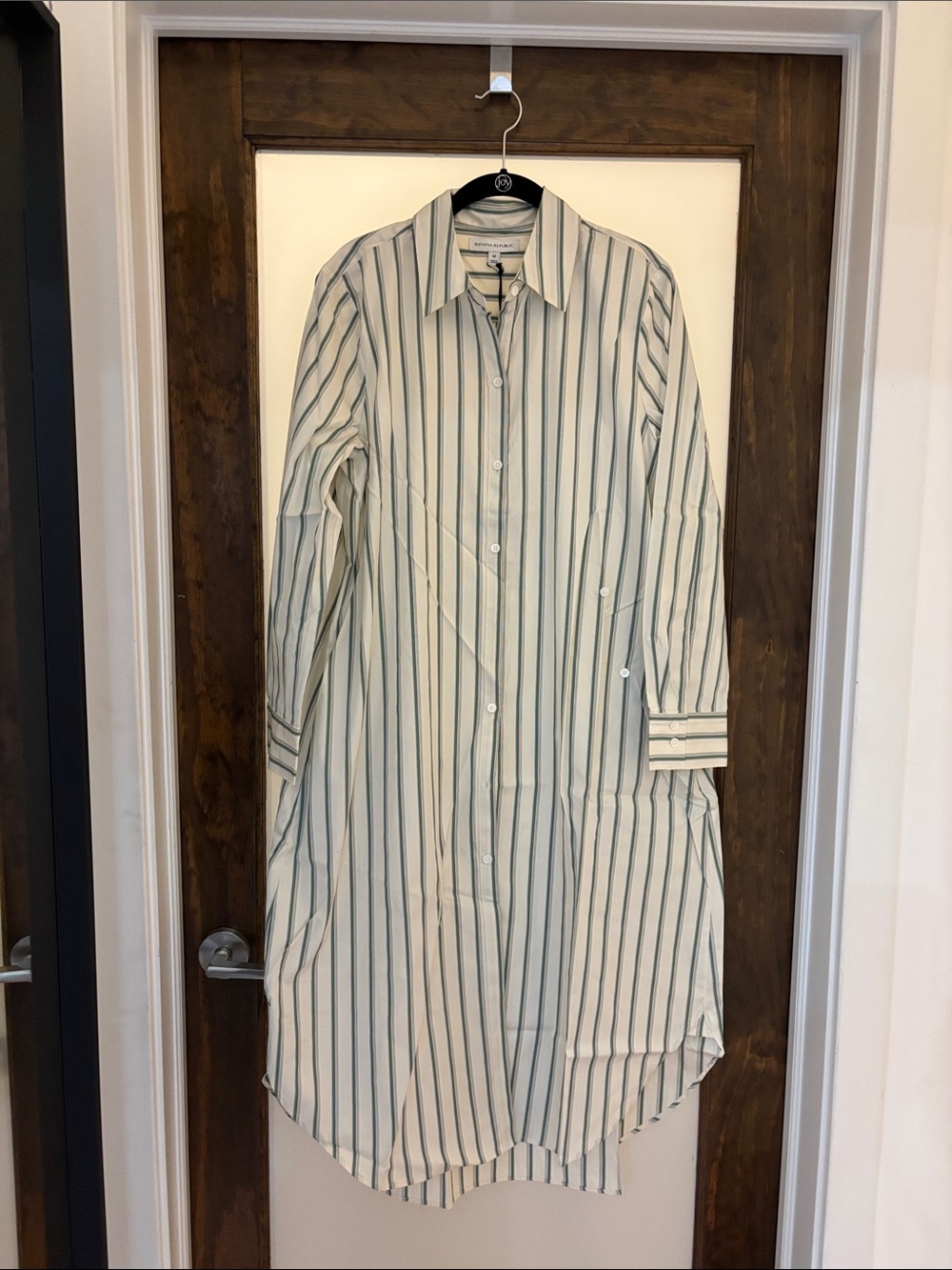 Banana Republic Women’s White and Green Striped Dress